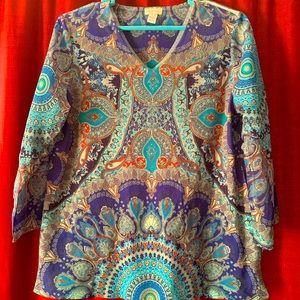 multicolor, multiprint Chico’s top, size 1